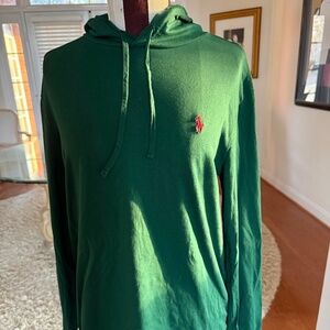 Polo Ralph Lauren Shirt Men's Small Green Hooded Long Sleeve T-shirt Pullover